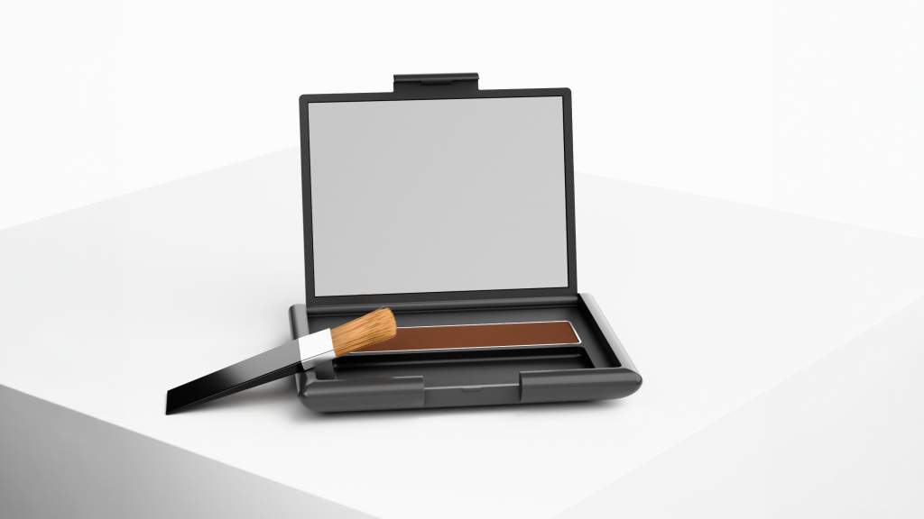 Hair care packaging compact with mirror, brush, and powder compartment