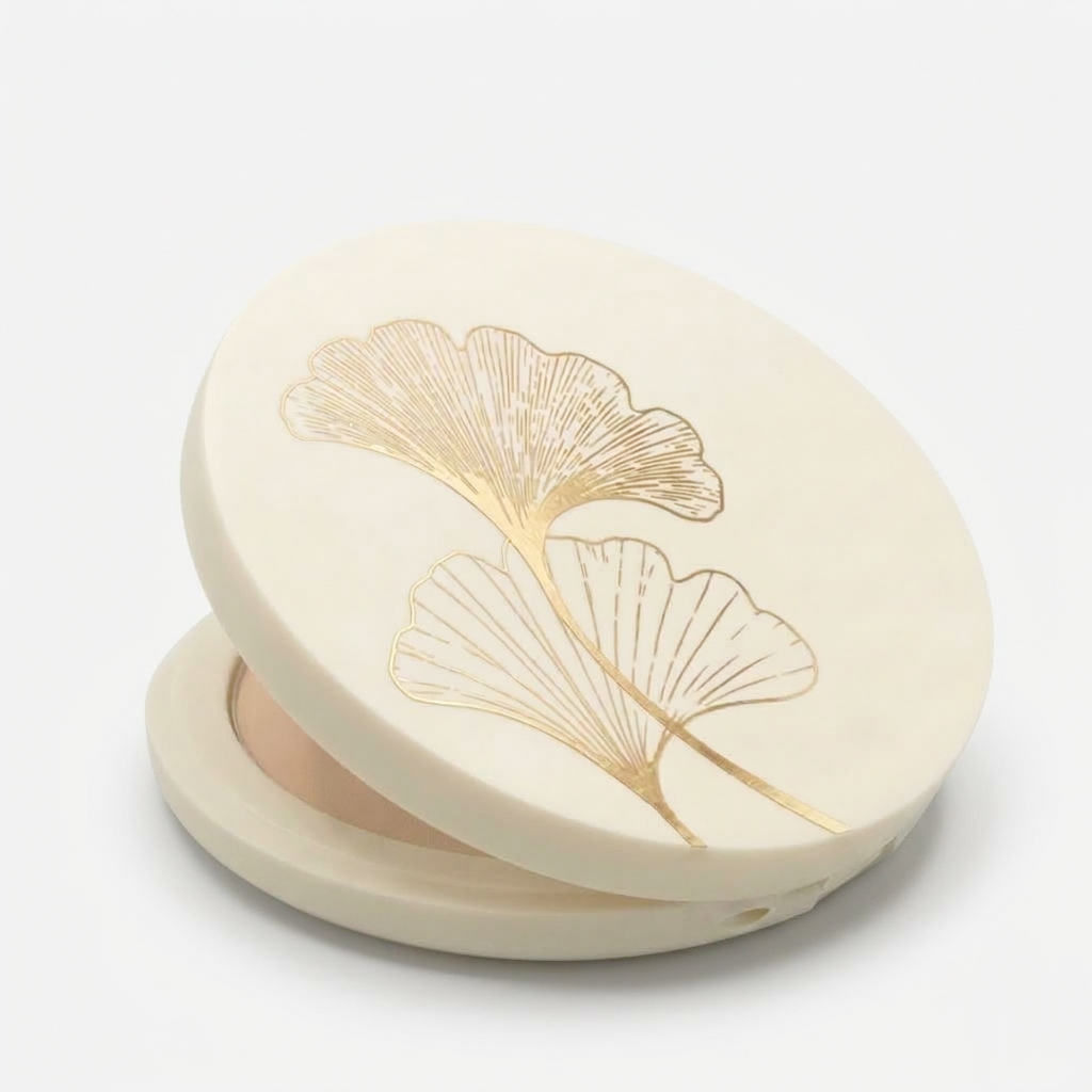 Diana flat lid compact open with gold hot stamping decoration