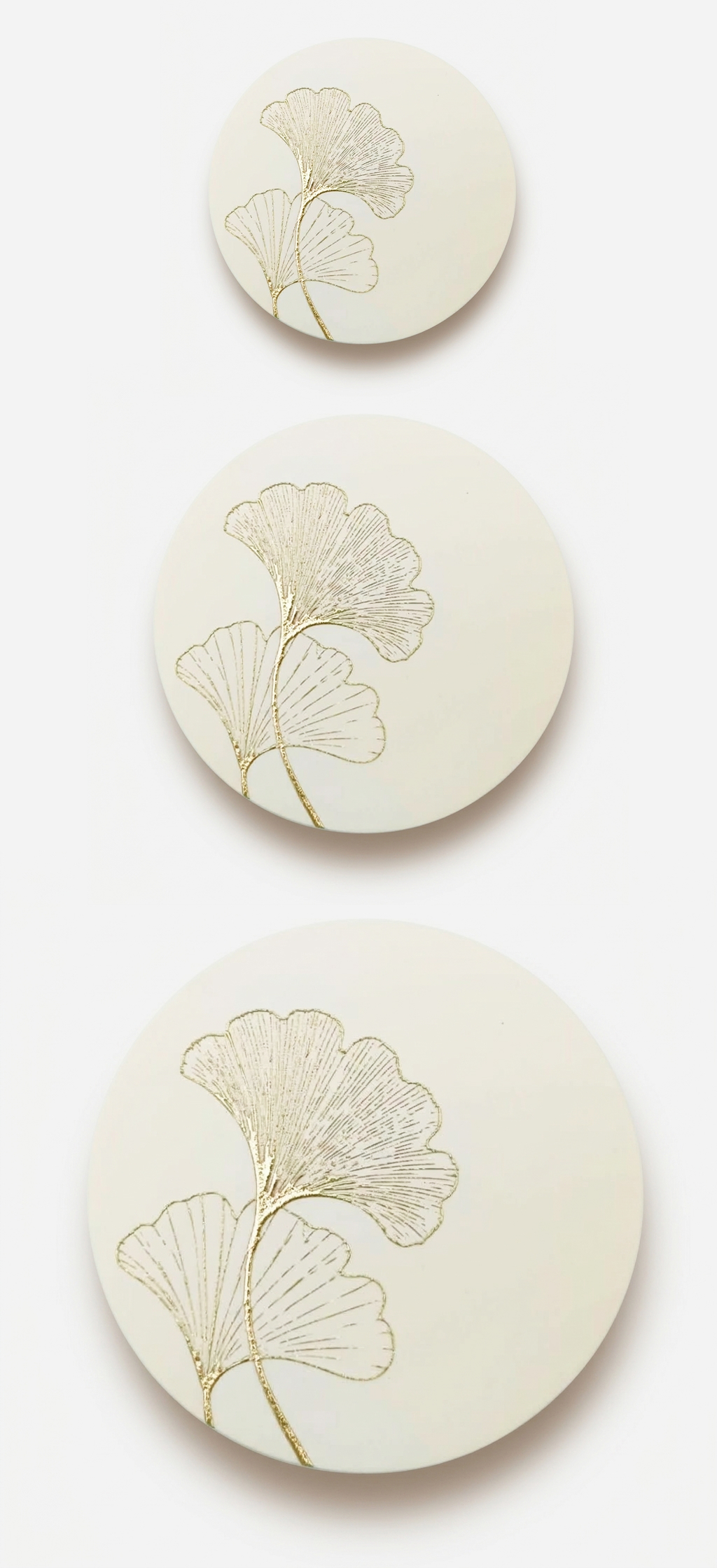 Diana makeup compact packaging lids in three sizes with gold hot stamping